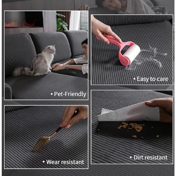 1 Piece Soft Chair or Couch / Sofa Cover, Washable, Dark Gray - Picture 2 of 5